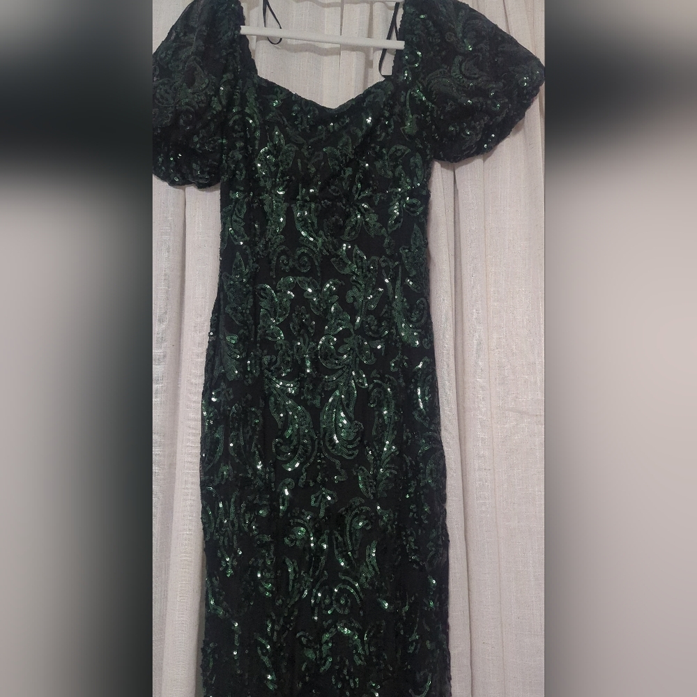 Green evening gown